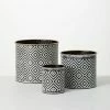 SULLIVANS Black and White Gemoetric Pattern Metal Planter (Set of 3) 2 SULLIVANS Black and White Gemoetric Pattern Metal Planter (Set of 3) -KANTE Sales black and white patterned sullivans plant pots met1828 64 1000
