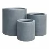 KANTE 15.8 in., 12.6 in. and 9.8 in. Tall Charcoal Lightweight Concrete Outdoor Modern Cylindrical Planters (Set of 3)