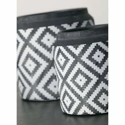 SULLIVANS Black Cement Flower Pots (Set of 2) -KANTE Sales black sullivans plant pots cmt1174 1f 1000