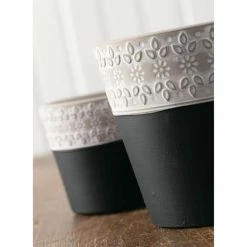 SULLIVANS Black Cement Flower Pots (Set of 2) -KANTE Sales black sullivans plant pots cmt1175 4f 1000