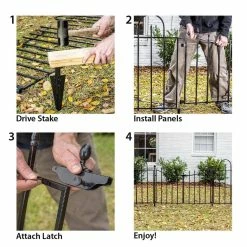 Vigoro Westbrook 36 in. x 48 in. Black Steel Fence Panel (4-Pack) -KANTE Sales black vigoro garden fencing 860329 4pk d4 1000