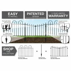 Vigoro Westbrook 36 in. x 48 in. Black Steel Fence Panel -KANTE Sales black vigoro garden fencing 860329 76 1000