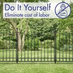 Vigoro Beaumont 40.4 in. H x 49.6 in. W Black Steel 3-Rail Fence Panel (4-Pack) -KANTE Sales black vigoro garden fencing 860336 4pk 31 1000