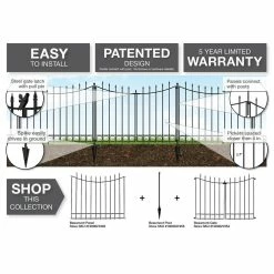 Vigoro Beaumont 40.4 in. H x 49.6 in. W Black Steel 3-Rail Fence Panel (4-Pack) -KANTE Sales black vigoro garden fencing 860336 4pk 4f 1000