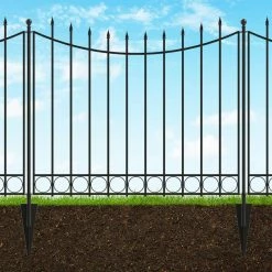 Vigoro Beaumont 40.4 in. H x 49.6 in. W Black Steel 3-Rail Fence Panel -KANTE Sales black vigoro garden fencing 860336 c3 1000