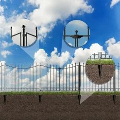 Vigoro Beaumont No Dig 40.4 in. H x 53.7 in. W Black Steel Decorative Fence Gate -KANTE Sales black vigoro garden fencing 860343 1f 1000