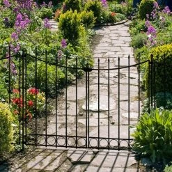 Vigoro Beaumont No Dig 40.4 in. H x 53.7 in. W Black Steel Decorative Fence Gate -KANTE Sales black vigoro garden fencing 860343 44 1000
