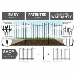 Vigoro Beaumont No Dig 40.4 in. H x 53.7 in. W Black Steel Decorative Fence Gate -KANTE Sales black vigoro garden fencing 860343 fa 1000