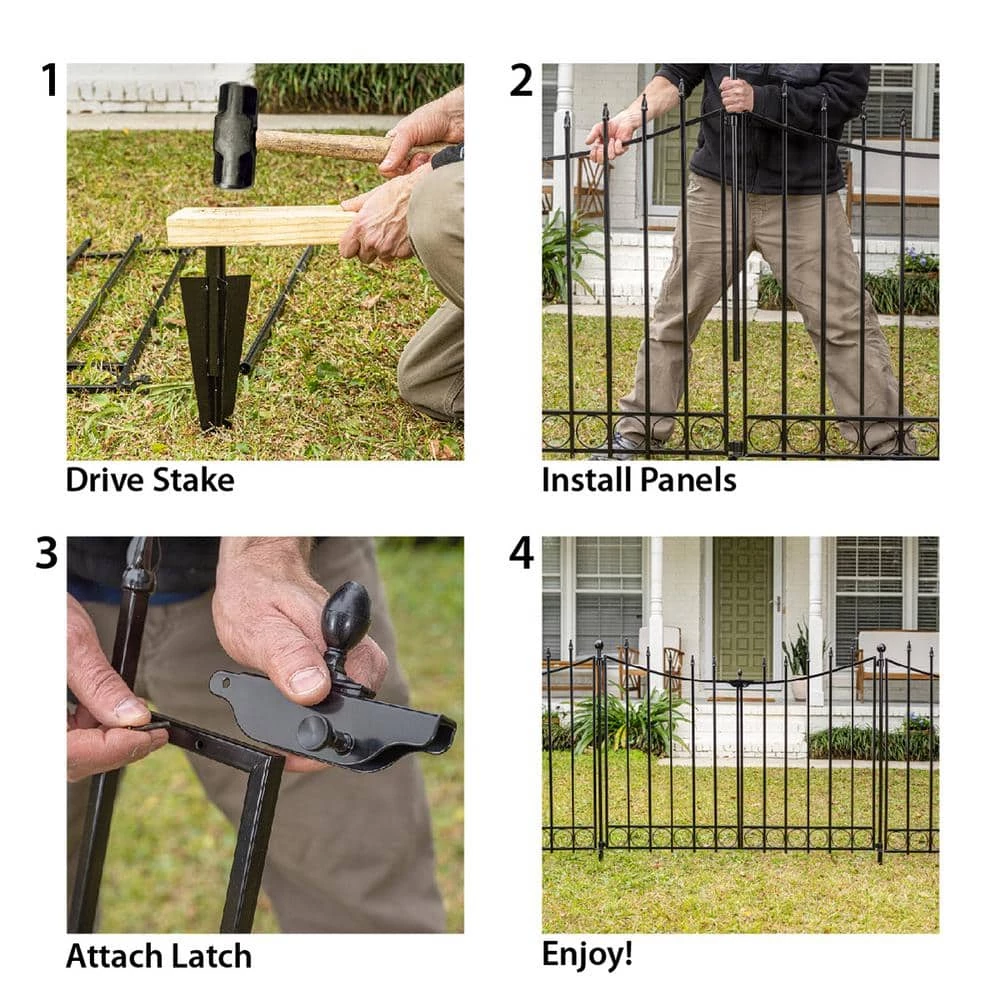 Vigoro Beaumont 53.3 in. x 3 in. x 3 in. Black Steel Fence Post and Stake (5-Pack) 11 Vigoro Beaumont 53.3 in. x 3 in. x 3 in. Black Steel Fence Post and Stake (5-Pack) - Image 9
