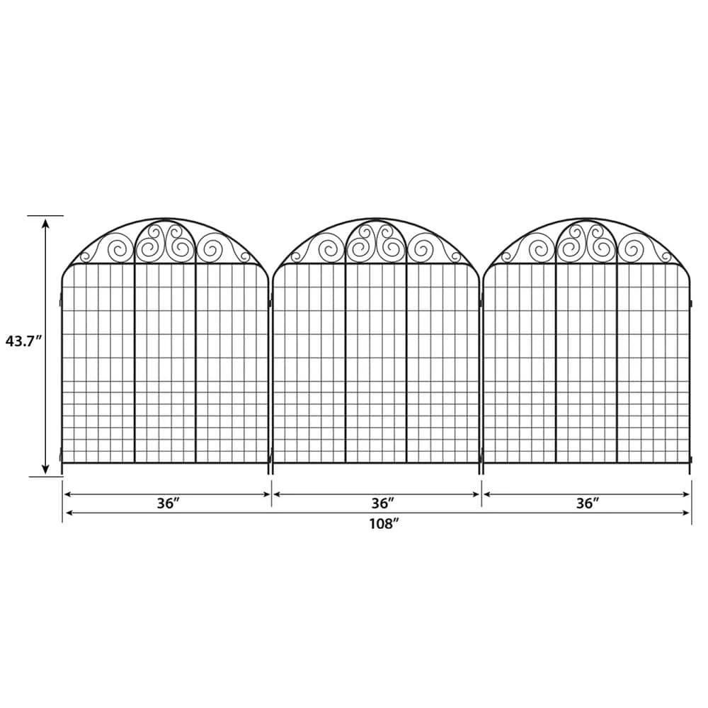 Vigoro Rockdale 43.8 in. Black Steel Fence Panel (6-Pack) 5 Vigoro Rockdale 43.8 in. Black Steel Fence Panel (6-Pack) - Image 3