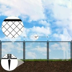 Vigoro 37.3 in. H x 51 in. W Steel Diamond Mesh Garden Fence Panel -KANTE Sales black vigoro garden fencing 860640 66 1000