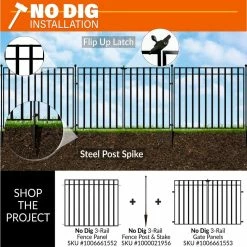 Vigoro 37.2 in. H x 55.7 in. W Steel 3-Rail Garden Fence Gate 18 Vigoro 37.2 in. H x 55.7 in. W Steel 3-Rail Garden Fence Gate -KANTE Sales black vigoro garden fencing 860718 a0 1000