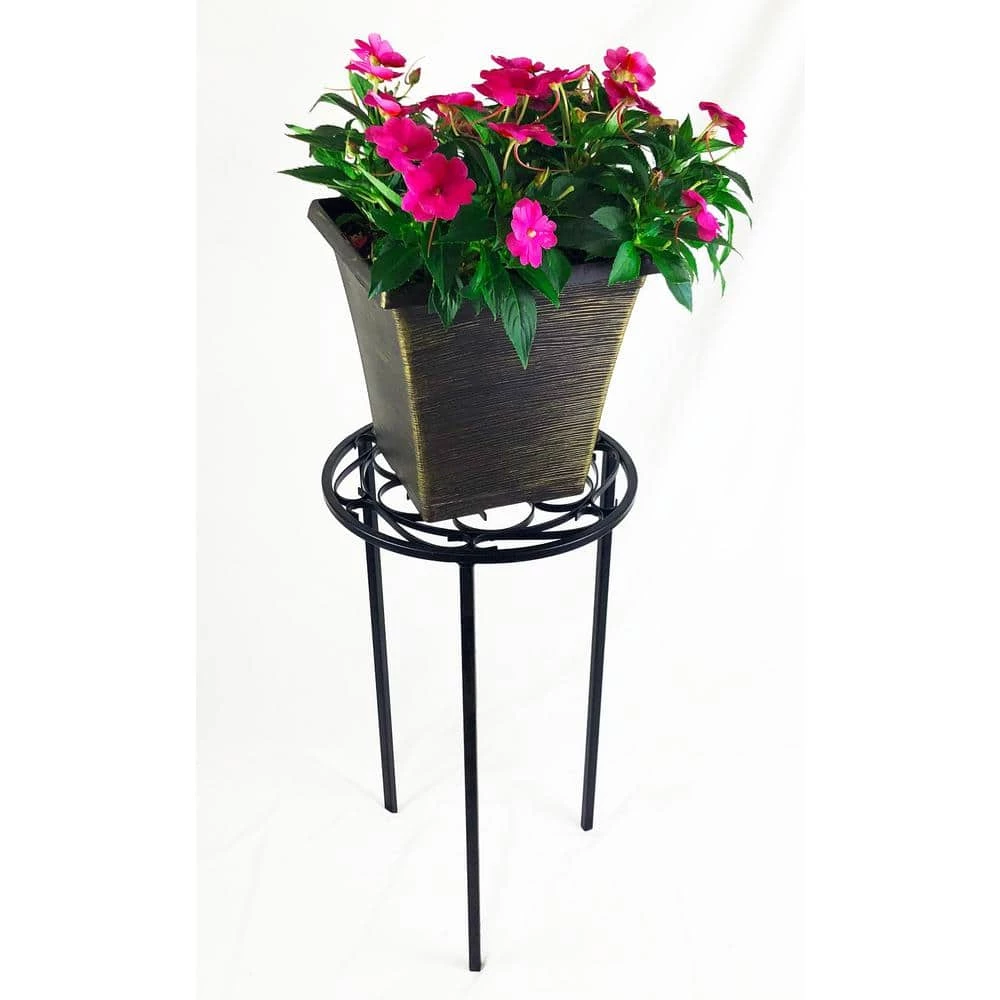 Vigoro 12 in. x 21 in. Black Metal Indoor Round Plant Stand 6 Vigoro 12 in. x 21 in. Black Metal Indoor Round Plant Stand - Image 4