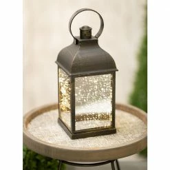 SULLIVANS 10.5 in. Black Speckled Lantern with LED Pillar Candle -KANTE Sales blacks sullivans outdoor lanterns sea44237ln 4f 1000