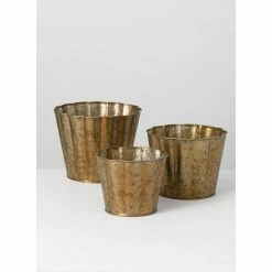 SULLIVANS Brown Metal Flower Pots (Set of 3) 7 SULLIVANS Brown Metal Flower Pots (Set of 3) -KANTE Sales brown sullivans plant pots met1578 4f 1000