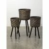 SULLIVANS Basket On Stand - Set of 3 -KANTE Sales brown sullivans plant pots n2574 64 1000