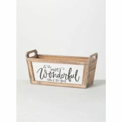 SULLIVANS Brown "Wonderful" Wooden Planter