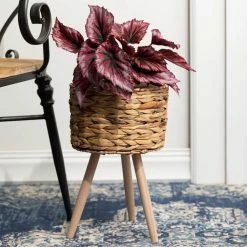 SULLIVANS Brown Woven Wood Planter Basket with Legs (Set of 2) -KANTE Sales brown woven sullivans plant pots n2730 4f 1000