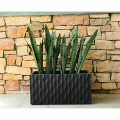 KANTE 31.5 in. L Rectangular Burnished Black Concrete/Fiberglass Indoor Outdoor Elegant Retro Planter -KANTE Sales burnished black kante plant pots osf0203b c70221 4f 1000