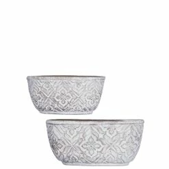SULLIVANS Gray Cement Flower Pot (Set of 2)