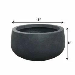 KANTE 16 in. W Round Charcoal Lightweight Concrete/Fiberglass Indoor Outdoor Elegant Bowl Planter -KANTE Sales charcoal kante plant pots osc0051b c60121 76 1000
