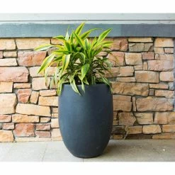 KANTE 21.7 in. H Round Charcoal Concrete/Fiberglass Indoor Outdoor Modern Tall Planter -KANTE Sales charcoal kante plant pots osc0066a c60121 1f 1000
