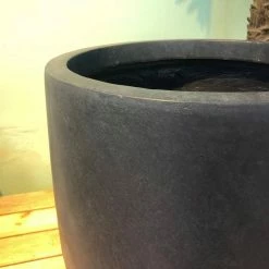 KANTE 21.7 in. H Round Charcoal Concrete/Fiberglass Indoor Outdoor Modern Tall Planter -KANTE Sales charcoal kante plant pots osc0066a c60121 44 1000