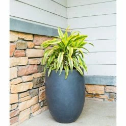 KANTE 21.7 in. H Round Charcoal Concrete/Fiberglass Indoor Outdoor Modern Tall Planter -KANTE Sales charcoal kante plant pots osc0066a c60121 4f 1000