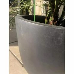 KANTE 21.7 in. H Round Charcoal Concrete/Fiberglass Indoor Outdoor Modern Tall Planter -KANTE Sales charcoal kante plant pots osc0066a c60121 66 1000