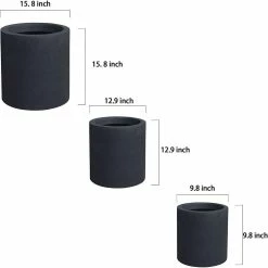 KANTE 15.8 in. x 12.9 in. and 9.8 in. W Round Charcoal Concrete/Fiberglass Indoor Outdoor Elegant Planters -KANTE Sales charcoal kante plant pots osc0119abc c60121 44 1000