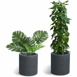 KANTE 15.8 in. x 12.9 in. and 9.8 in. W Round Charcoal Concrete/Fiberglass Indoor Outdoor Elegant Planters -KANTE Sales charcoal kante plant pots osc0119abc c60121 4f 1000