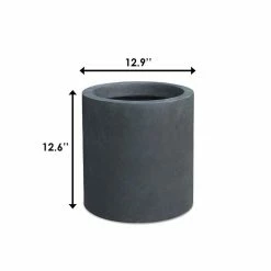 KANTE 12.9 in. W Round Charcoal Concrete/Fiberglass Indoor Outdoor Elegant Planter -KANTE Sales charcoal kante plant pots osc0119b c60121 4f 1000