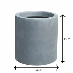 KANTE 15.8 in. W Round Charcoal Concrete/Fiberglass Indoor Outdoor Elegant Planter -KANTE Sales charcoal kante plant pots osc0119c c60121 1f 1000