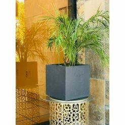 KANTE 12 in. H Square Charcoal Concrete/Fiberglass Indoor Outdoor Elegant Planter -KANTE Sales charcoal kante plant pots osf0001b c60121 76 1000