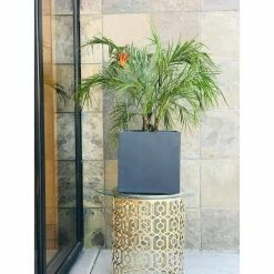 KANTE 12 in. H Square Charcoal Concrete/Fiberglass Indoor Outdoor Elegant Planter -KANTE Sales charcoal kante plant pots osf0001b c60121 fa 1000