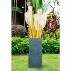 KANTE 24 in. H Square Charcoal Concrete/Fiberglass Indoor Outdoor Elegant Tall Planter 16 KANTE 24 in. H Square Charcoal Concrete/Fiberglass Indoor Outdoor Elegant Tall Planter -KANTE Sales charcoal kante plant pots osf0002b c60121 1d 1000