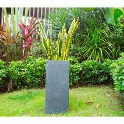 KANTE 24 in. H Square Charcoal Concrete/Fiberglass Indoor Outdoor Elegant Tall Planter 17 KANTE 24 in. H Square Charcoal Concrete/Fiberglass Indoor Outdoor Elegant Tall Planter -KANTE Sales charcoal kante plant pots osf0002b c60121 66 1000