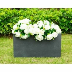 KANTE 23 in. L Rectangular Charcoal Concrete/Fiberglass Indoor Outdoor Elegant Planter -KANTE Sales charcoal kante plant pots osf0104a c60121 76 1000