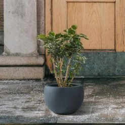 KANTE 8 in. H Charcoal Concrete and Fiberglass Round Bowl Planter, Outdoor Indoor Large Planters Pots with Drainage -KANTE Sales charcoal kante plant pots rc0049a c60121 4f 1000