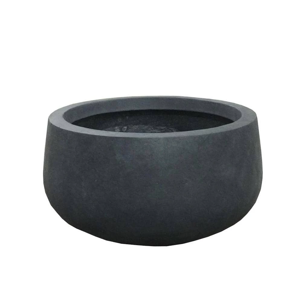 KANTE Medium 10 in. Tall Charcoal Lightweight Concrete Round Outdoor Bowl Planter 3 KANTE Medium 10 in. Tall Charcoal Lightweight Concrete Round Outdoor Bowl Planter