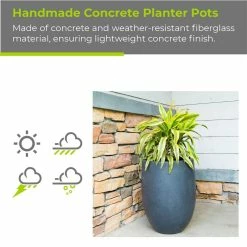 KANTE 21.7 in. Tall Charcoal Lightweight Concrete Round Outdoor Planter -KANTE Sales charcoal kante plant pots rc0066a c60121 1f 1000