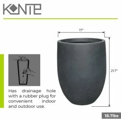 KANTE 21.7 in. Tall Charcoal Lightweight Concrete Round Outdoor Planter -KANTE Sales charcoal kante plant pots rc0066a c60121 4f 1000