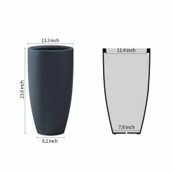 KANTE 13.39 in. x 23.62 in. Round Charcoal Finish Lightweight Concrete and Fiberglass Indoor Outdoor Planter w/Drainage Hole -KANTE Sales charcoal kante plant pots rc0099a c60121 4f 1000