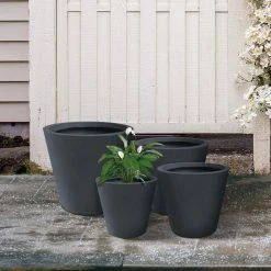 KANTE 20.9", 17.7", 15" & 12.6"H Cylindrical Charcoal Finish Lightweight Concrete Modern Planters Set of 4, Outdoor Indoor 13 KANTE 20.9", 17.7", 15" & 12.6"H Cylindrical Charcoal Finish Lightweight Concrete Modern Planters Set of 4, Outdoor Indoor -KANTE Sales charcoal kante plant pots rc0154bcde c60121 66 1000