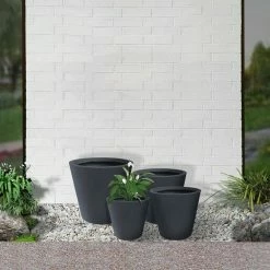 KANTE 20.9", 17.7", 15" & 12.6"H Cylindrical Charcoal Finish Lightweight Concrete Modern Planters Set of 4, Outdoor Indoor 19 KANTE 20.9", 17.7", 15" & 12.6"H Cylindrical Charcoal Finish Lightweight Concrete Modern Planters Set of 4, Outdoor Indoor -KANTE Sales charcoal kante plant pots rc0154bcde c60121 76 1000