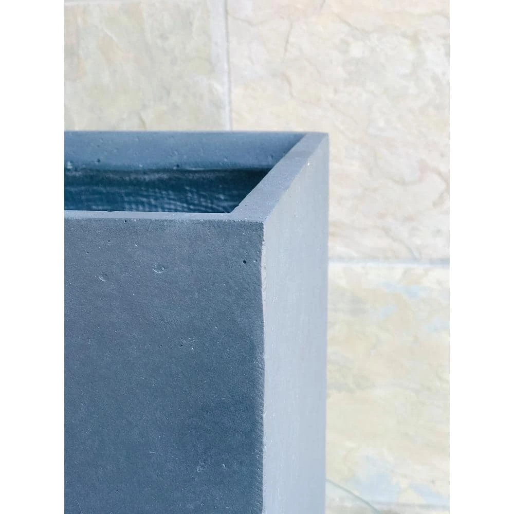 KANTE 12 in. Tall Charcoal Lightweight Concrete Square Modern Outdoor Planter 6 KANTE 12 in. Tall Charcoal Lightweight Concrete Square Modern Outdoor Planter - Image 4