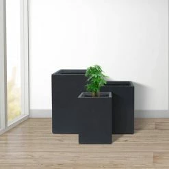 KANTE 19", 16" and 13"H Charcoal Finish Concrete Tall Square Set of 3, Outdoor Indoor Lightweight Planters w/ Drainage Hole 15 KANTE 19", 16" and 13"H Charcoal Finish Concrete Tall Square Set of 3, Outdoor Indoor Lightweight Planters w/ Drainage Hole -KANTE Sales charcoal kante plant pots rf0007abc c60121 44 1000