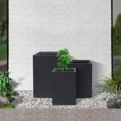 KANTE 19", 16" and 13"H Charcoal Finish Concrete Tall Square Set of 3, Outdoor Indoor Lightweight Planters w/ Drainage Hole 13 KANTE 19", 16" and 13"H Charcoal Finish Concrete Tall Square Set of 3, Outdoor Indoor Lightweight Planters w/ Drainage Hole -KANTE Sales charcoal kante plant pots rf0007abc c60121 4f 1000