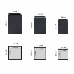 KANTE 19", 16" and 13"H Charcoal Finish Concrete Tall Square Set of 3, Outdoor Indoor Lightweight Planters w/ Drainage Hole 12 KANTE 19", 16" and 13"H Charcoal Finish Concrete Tall Square Set of 3, Outdoor Indoor Lightweight Planters w/ Drainage Hole -KANTE Sales charcoal kante plant pots rf0007abc c60121 c3 1000