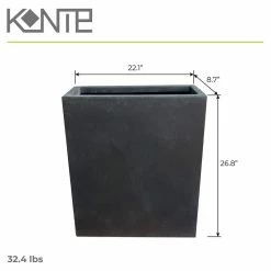KANTE 26.8 in. Tall Charcoal Lightweight Concrete Modern Long and High Rectangle Planter -KANTE Sales charcoal kante plant pots rf0111a c60121 c3 1000